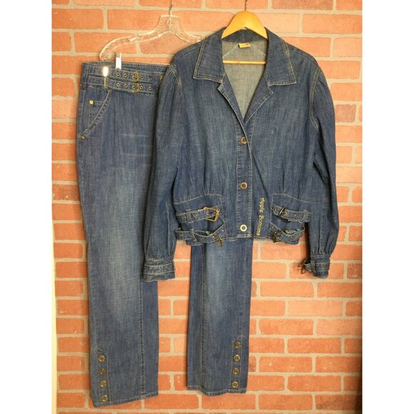 Vintage Apple Bottom Jeans Jacket Set 3X 22 Buckle Detail 90s Y2K Denim